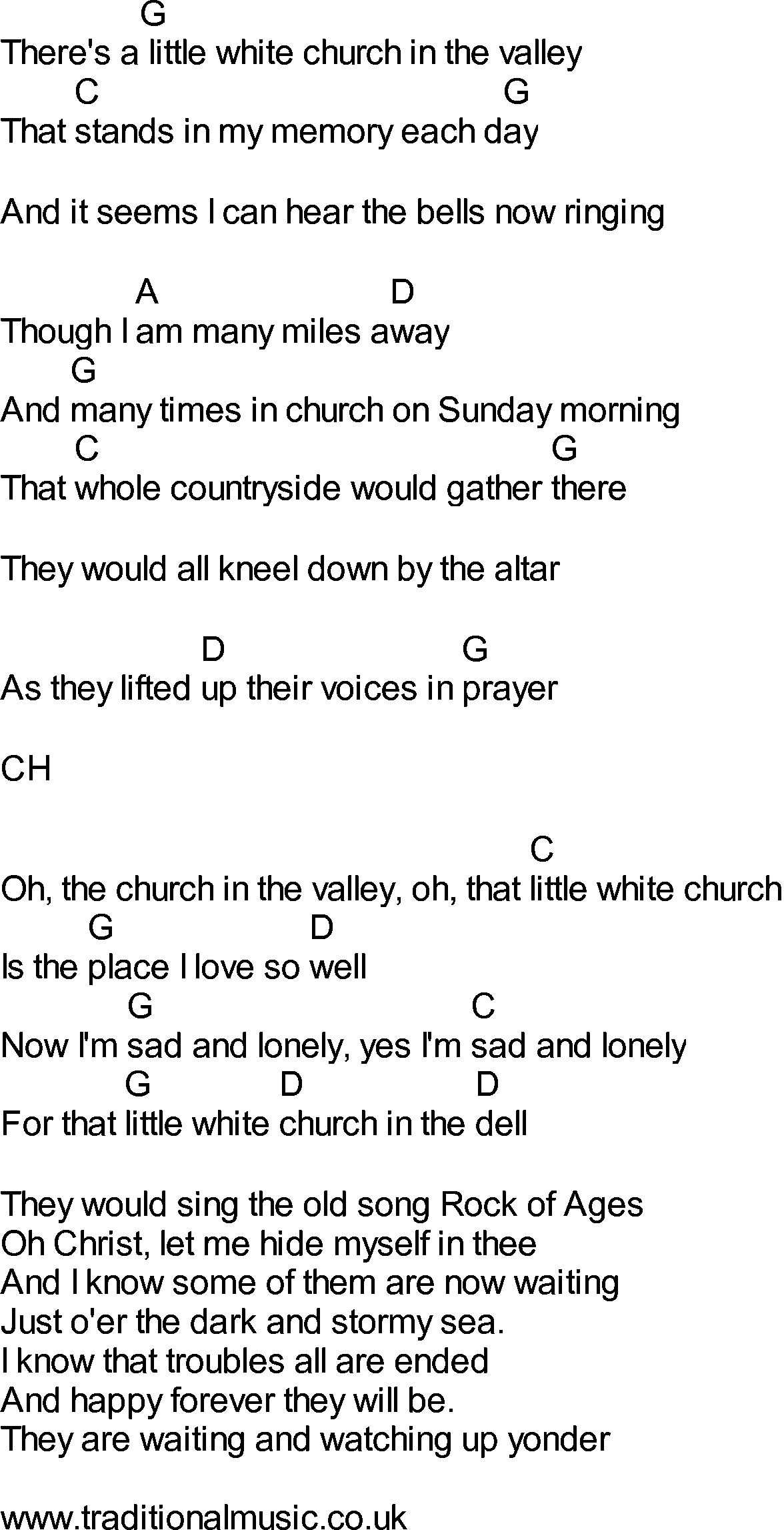 Bluegrass songs with chords - Little White Church